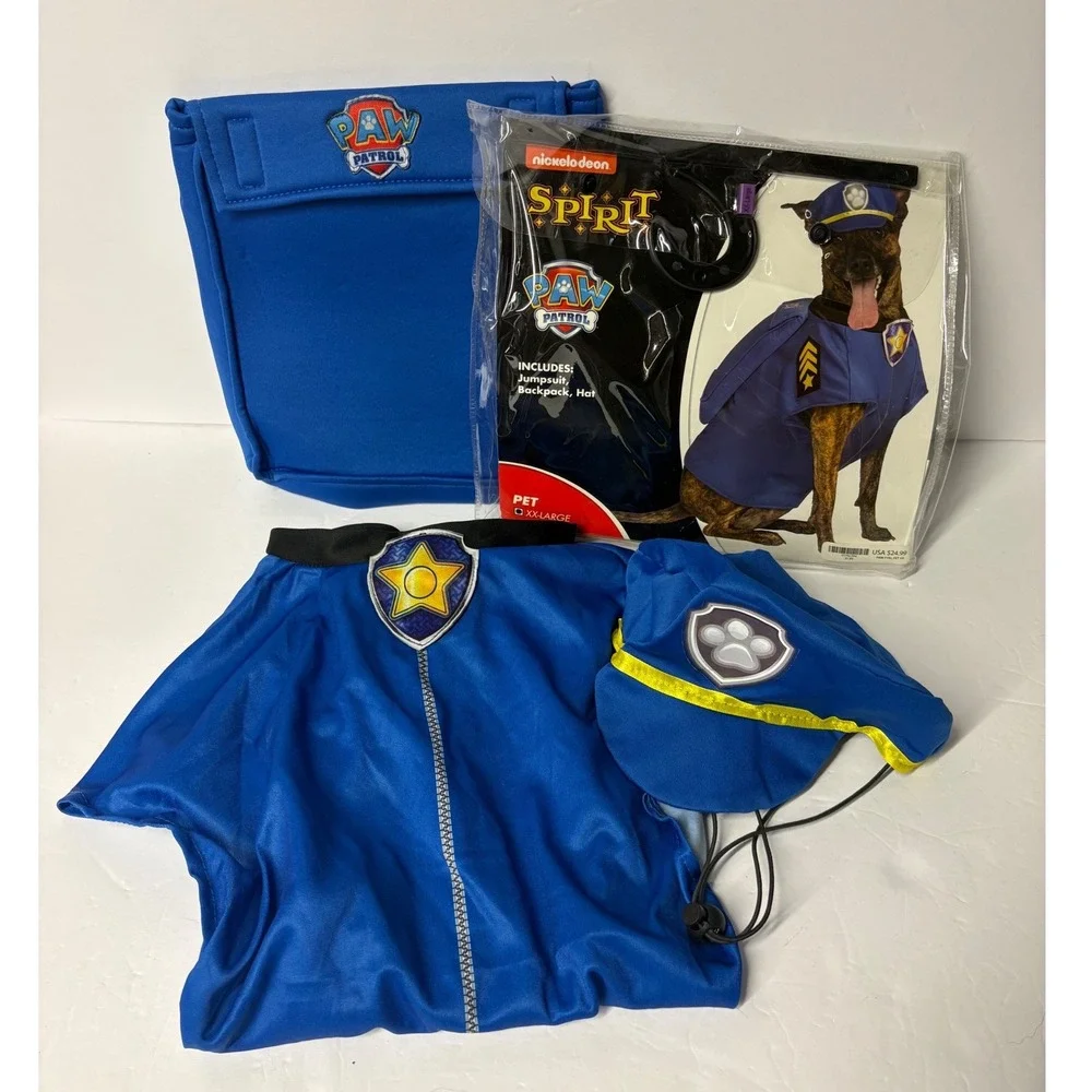 Spirit Halloween Paw Patrol Chase Pet Costume Blue Police Uniform Hat Pup pal